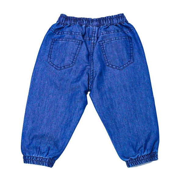Dark Wash Solid Harem Jeans With Frills Nawao.com