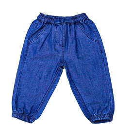 Dark Wash Solid Harem Jeans With Frills Nawao.com