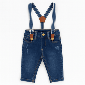 Dark Wash Suspdner Knit Jeans Nawao.com