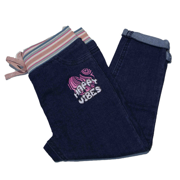 Darkwash Elastic Waist Band Jeans Nawao.com