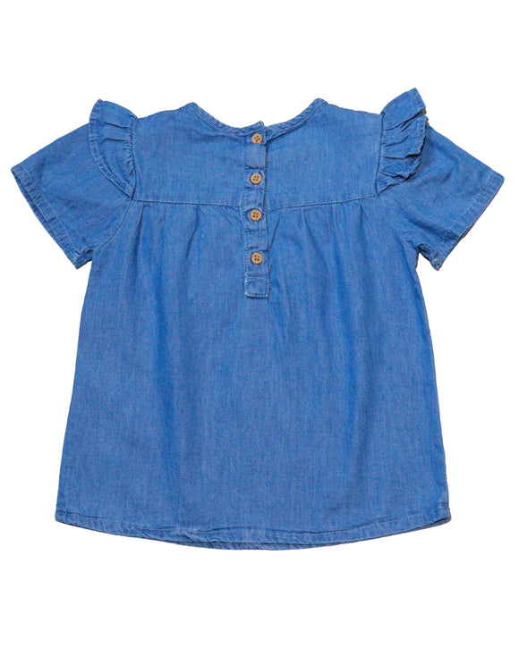 Denim Embroidered Blouse Nawao.com