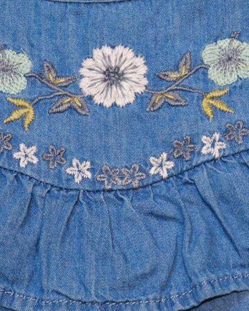 Denim Embroidered Blouse Nawao.com
