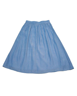 Denim Shinny Skater Woven Skirts Nawao.com