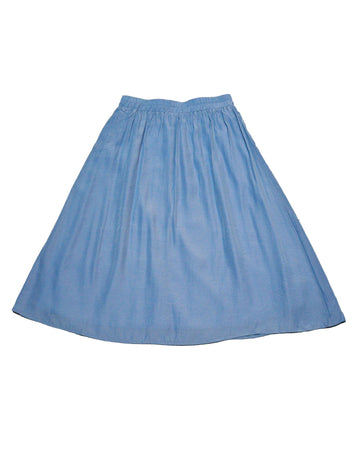 Denim Shinny Skater Woven Skirts Nawao.com