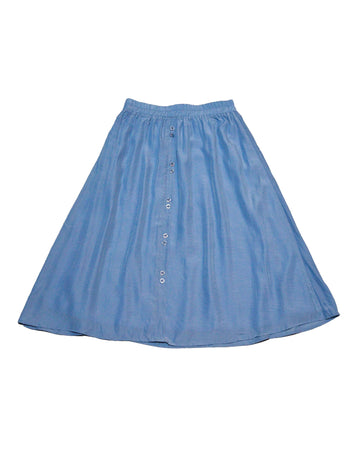 Denim Shinny Skater Woven Skirts Nawao.com