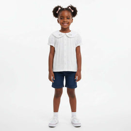 Dobby Embroidered Collar Shirt White Nawao.com