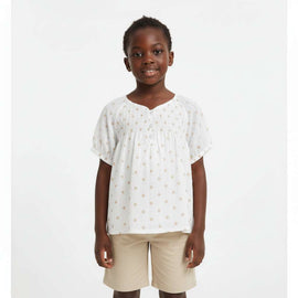 Dobby With Smocking Aop Blouse Nawao.com