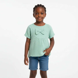 Double Gauze Blouse With Pockets  Teal Nawao.com