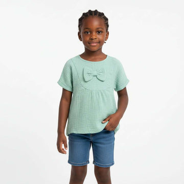 Double Gauze Blouse With Pockets  Teal Nawao.com