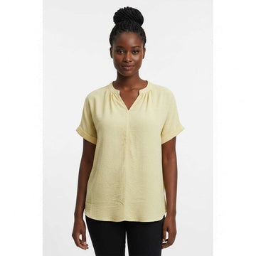Drop Shoulder Rol Up Sleeve Blouse Cream Nawao.com