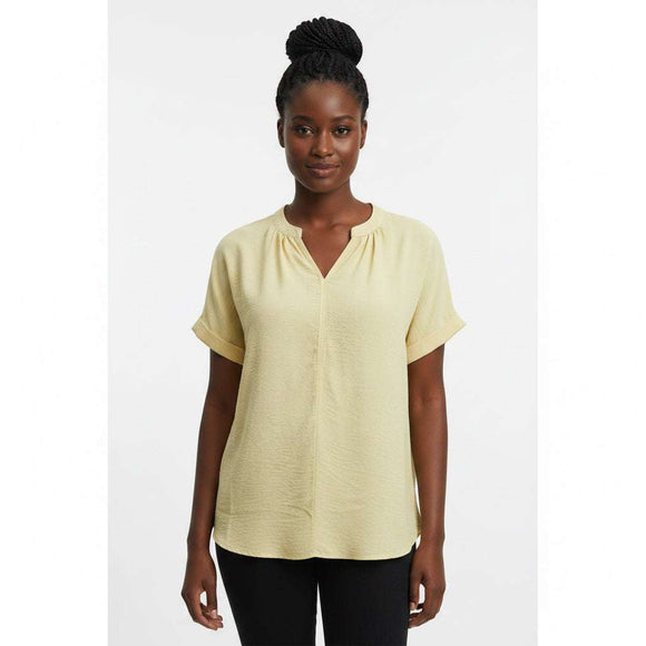 Drop Shoulder Rol Up Sleeve Blouse Cream Nawao.com