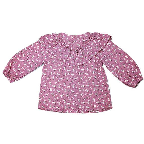 Dusty Pink All Over Print Casual Blouse Nawao.com