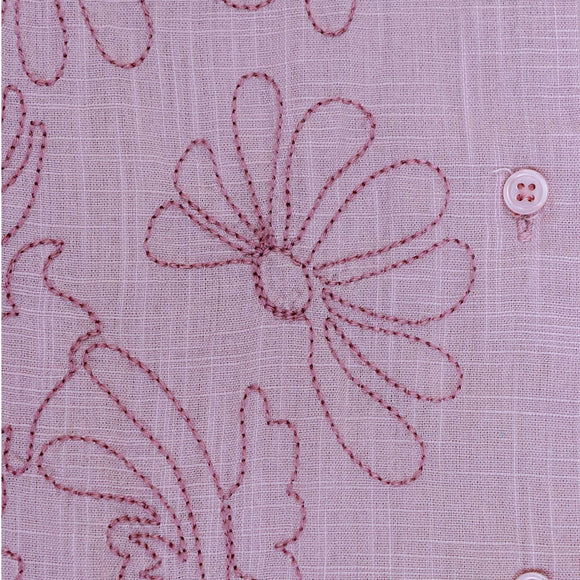 Dusty Pink Embroidery Shirt Pale Nawao.com