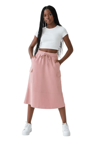 Dusty Pink Knitted Cargo Pocket Knitted Skirts Pale Pink 8 9 Years Nawao.com