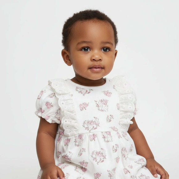 Ecru Color Newborn Girls Dress Ecru Nawao.com