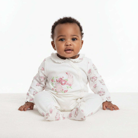Ecru Color Newborn Girls Sleepsuit Ecru Nawao.com