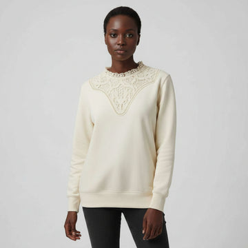 Ecru Front Detailed Sweatshirt Nawao.com