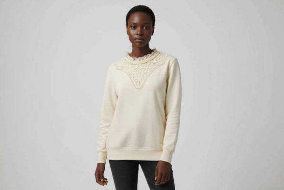 Ecru Front Detailed Sweatshirt Nawao.com
