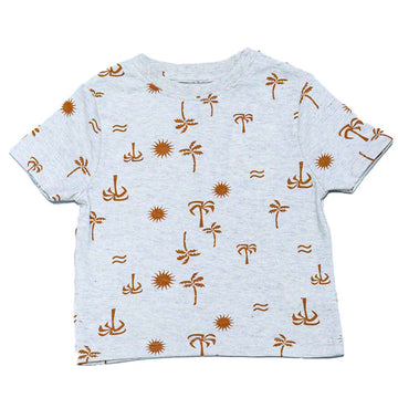 ECRU MELANGE PALM SHORT SLEEVE TSHIRT ECRU 12 18 MONTHS Nawao.com