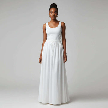 Elasticated A Line Skirt Ivory Nawao.com