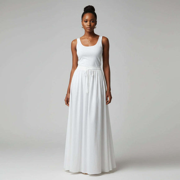 Elasticated A Line Skirt Ivory Nawao.com
