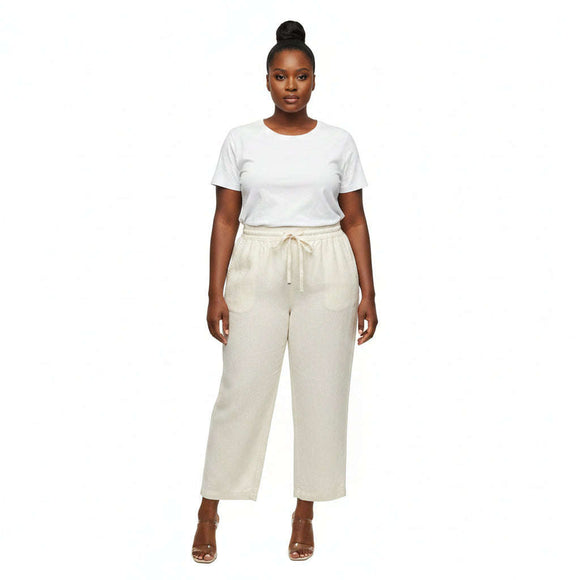 Elasticated Jeans White Nawao.com