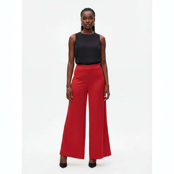 Elasticated Wideleg Trouser Red Nawao.com