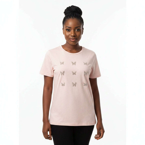 Embellished Tshirt Pale Pink Nawao.com