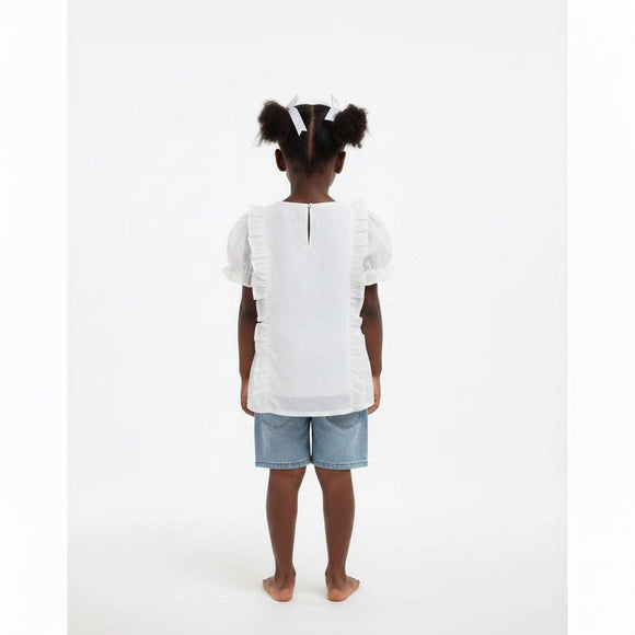 Embroidered Chiffon Blouse White Nawao.com