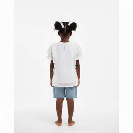 Embroidered Chiffon Blouse White Nawao.com