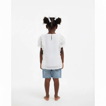 Embroidered Chiffon Blouse White Nawao.com