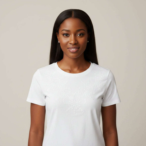 Embroidery Tshirt White Nawao.com