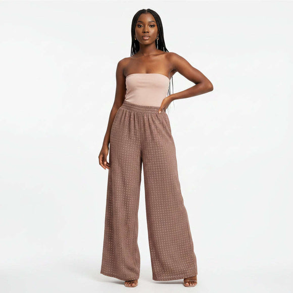 Flared Co Ord All Over Sequin Trouser Brown Nawao.com