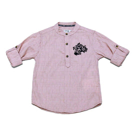 Flock Eagle Print Pink Long Sleeve Shirt Nawao.com