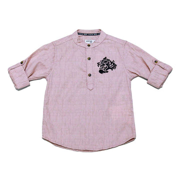 Flock Eagle Print Pink Long Sleeve Shirt Nawao.com