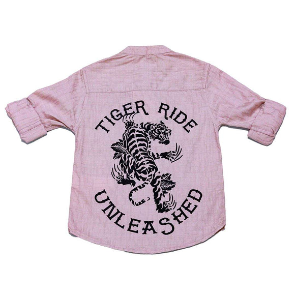 Flock Eagle Print Pink Long Sleeve Shirt Nawao.com