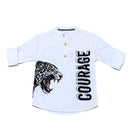 Flock Lepord Print White Long Sleeve Shirt Nawao.com