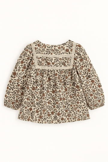 Floral Blouse With Lace At Neck Assorted Nawao.com