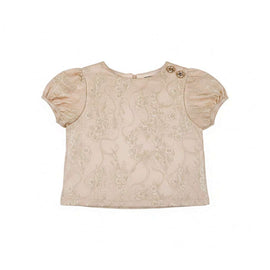 Floral Jacquard Blouse Pale Pink Nawao.com
