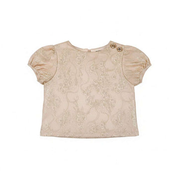 Floral Jacquard Blouse Pale Pink Nawao.com