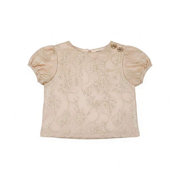 Floral Jacquard Blouse Pale Pink Nawao.com