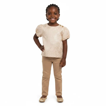 Floral Jacquard Blouse Pale Pink Nawao.com