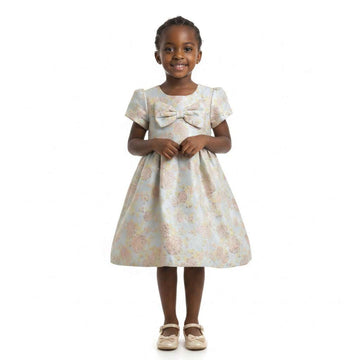 Floral Jacquard Dress Blue Nawao.com