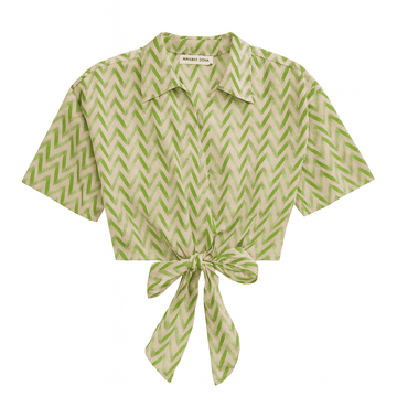 Front Tie Printed Blouse Nawao.com