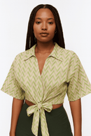 Front Tie Printed Blouse Nawao.com