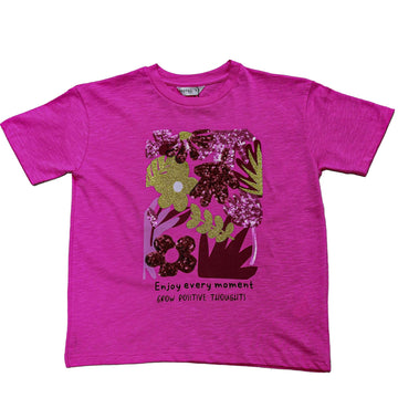 Fuchsia Sequins Drop Shoulder Boxy Top Fuchsia Nawao.com