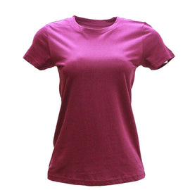 Fuschia Short Sleeve Crew Neck T Shirt Nawao.com