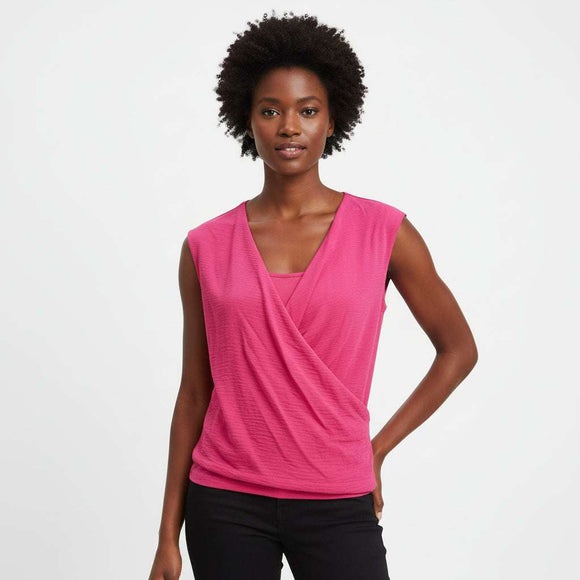 Fuschia Wrap Detailed Drop Shoulder Blouse  Fuchsia Nawao.com