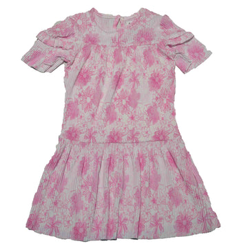 Gauze Aop Tiered Long Slv Dress With Headband  Orange Nawao.com