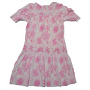 Gauze Aop Tiered Long Slv Dress With Headband  Orange Nawao.com